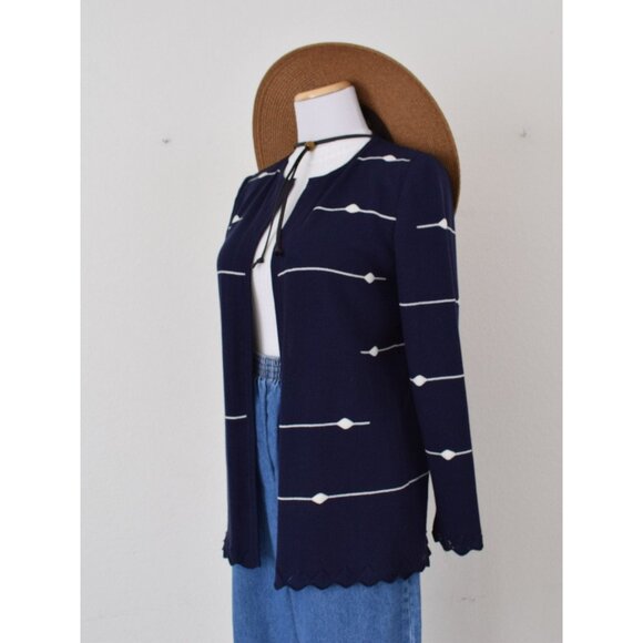 Vintage 90s Acrylic/Nylon Navy Cardigan | size 8 - Picture 10 of 10